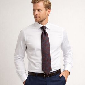 Pierre Balmain Silk Tie Navy Burgundy Medallion